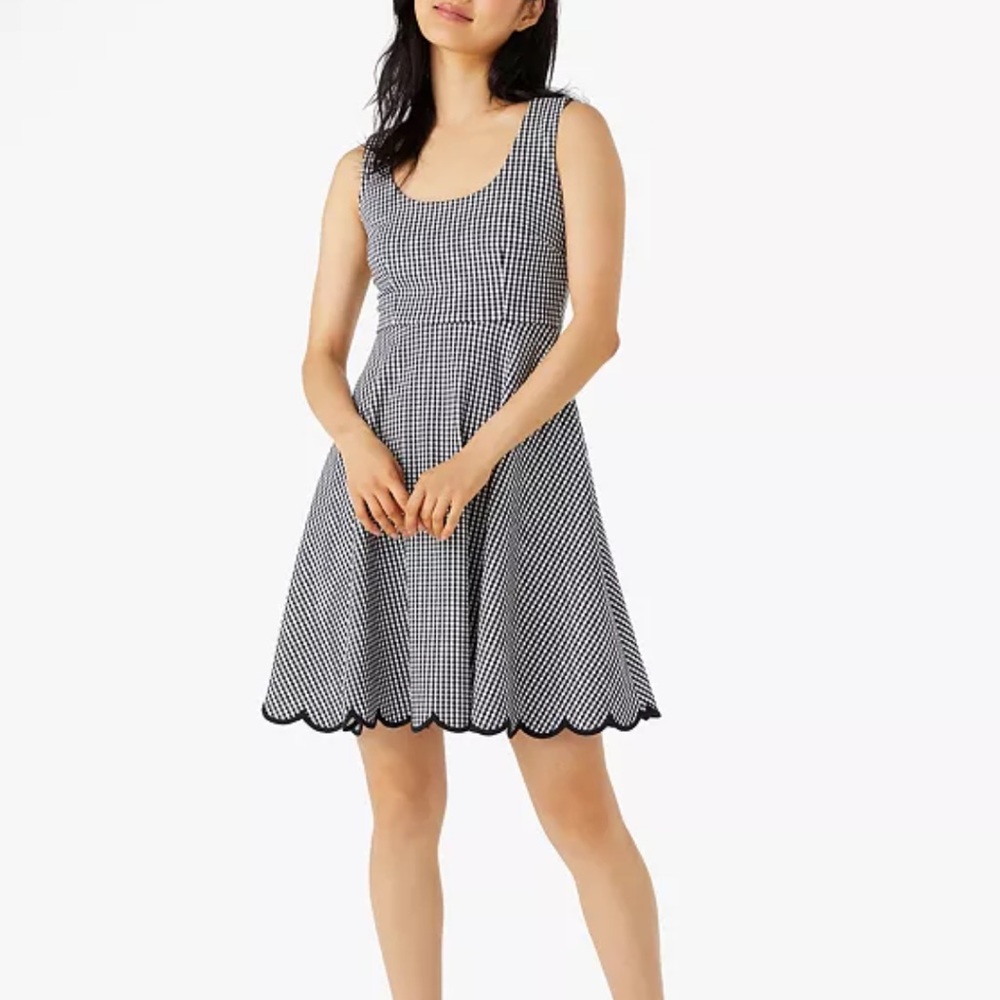 kate spade jazzy gingham scalloped ponte dress
